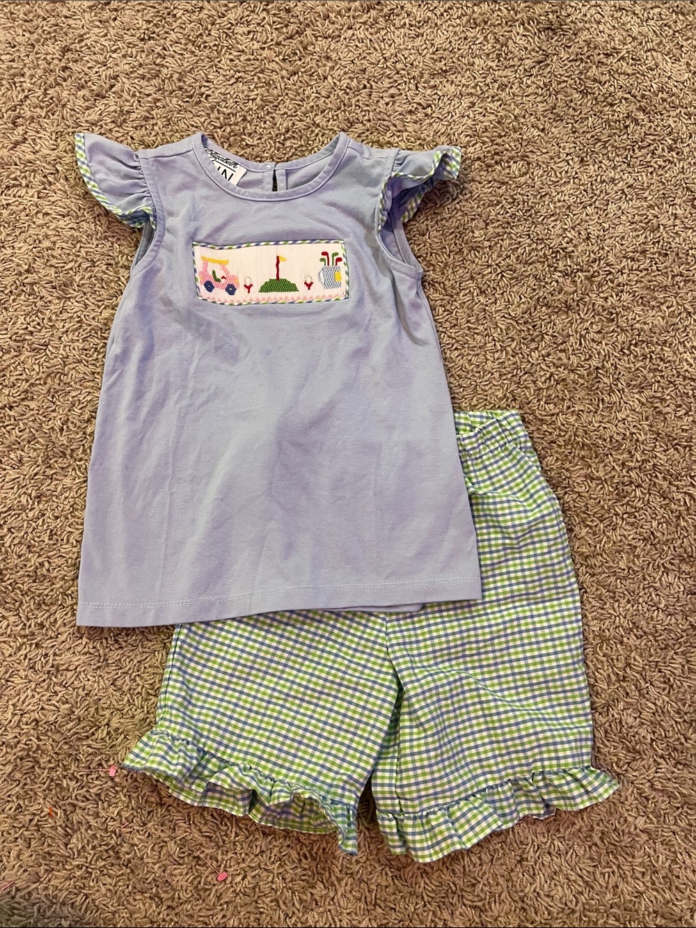 Elizabeth Ann girls smocked golf set